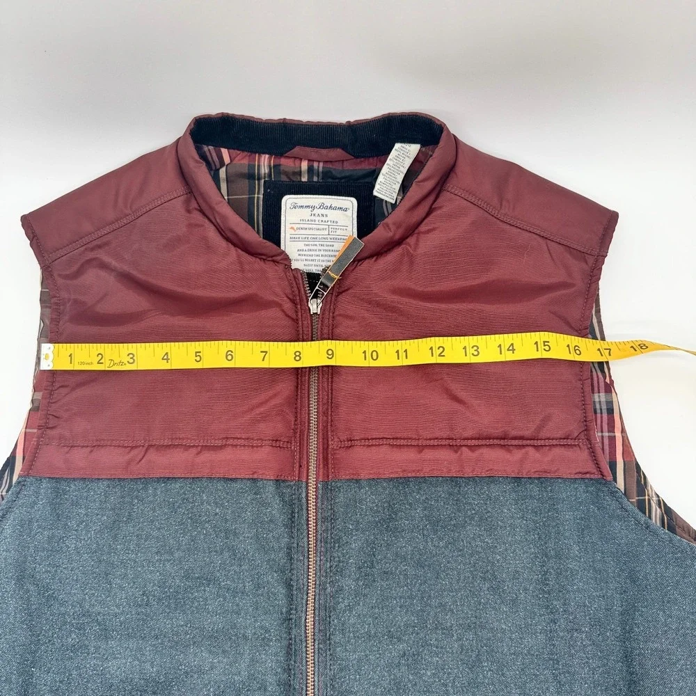 Tommy Bahama men's zip vest in charcoal gray and maroon